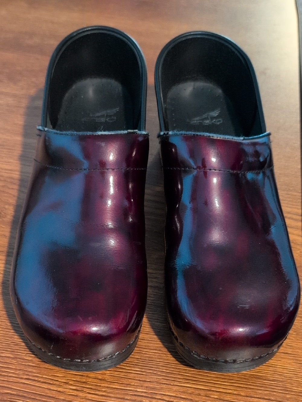 Dansko Burgundy Patent Leather Clogs